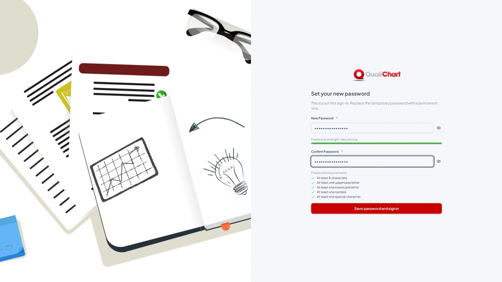 First sign-in of a GED-only account: replacing the temporary password