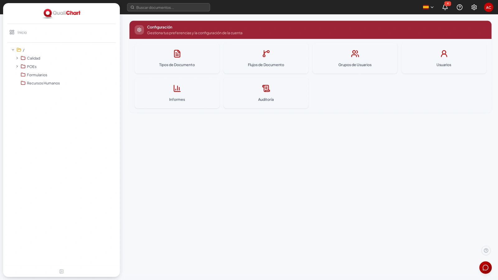 Áreas de configuración del GED
