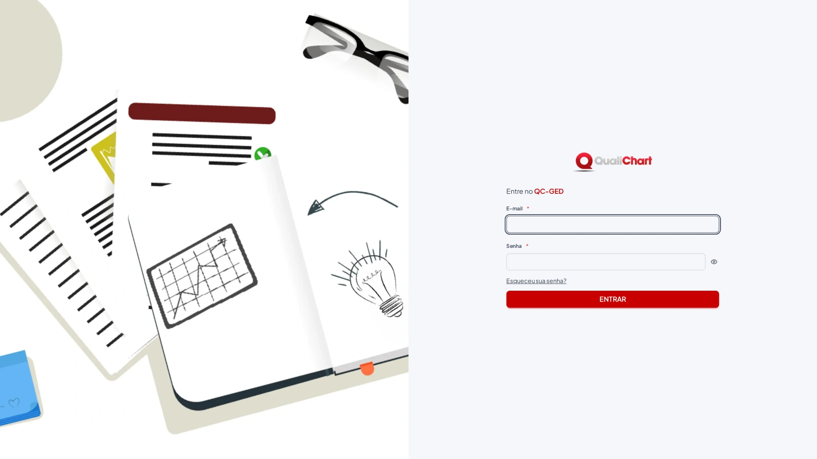 Acesso com o e-mail e a senha do QualiChart
